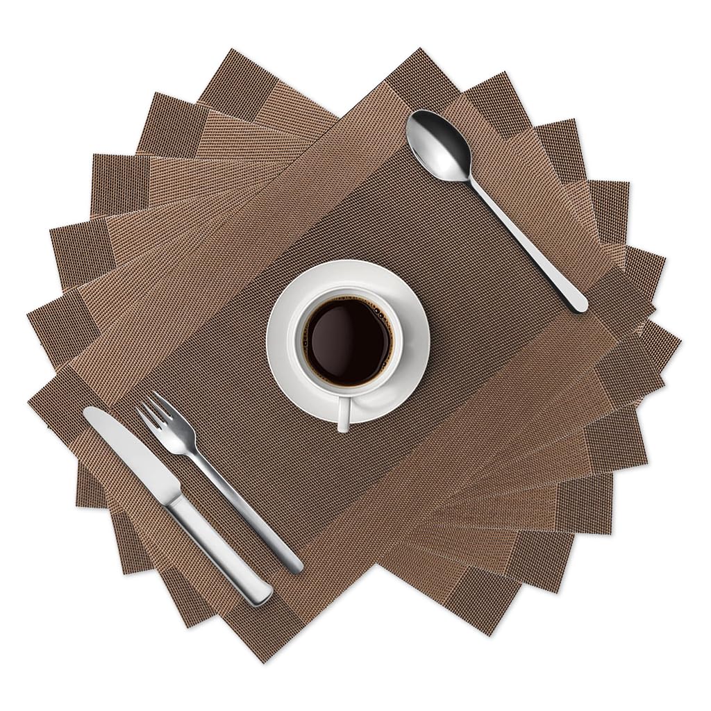 HASTHIP 6Pcs Dining Table Placemats PVC Insulation Dining Placemats Coffee Minimalism Embossing Waterproof Dining Placemats, 17.7x11.8cm HASTHIP 6Pcs Dining Table Placemats PVC Insulation Dining Placemats Coffee Minimalism Embossing Waterproof Dining Placemats, 17.7x11.8cm